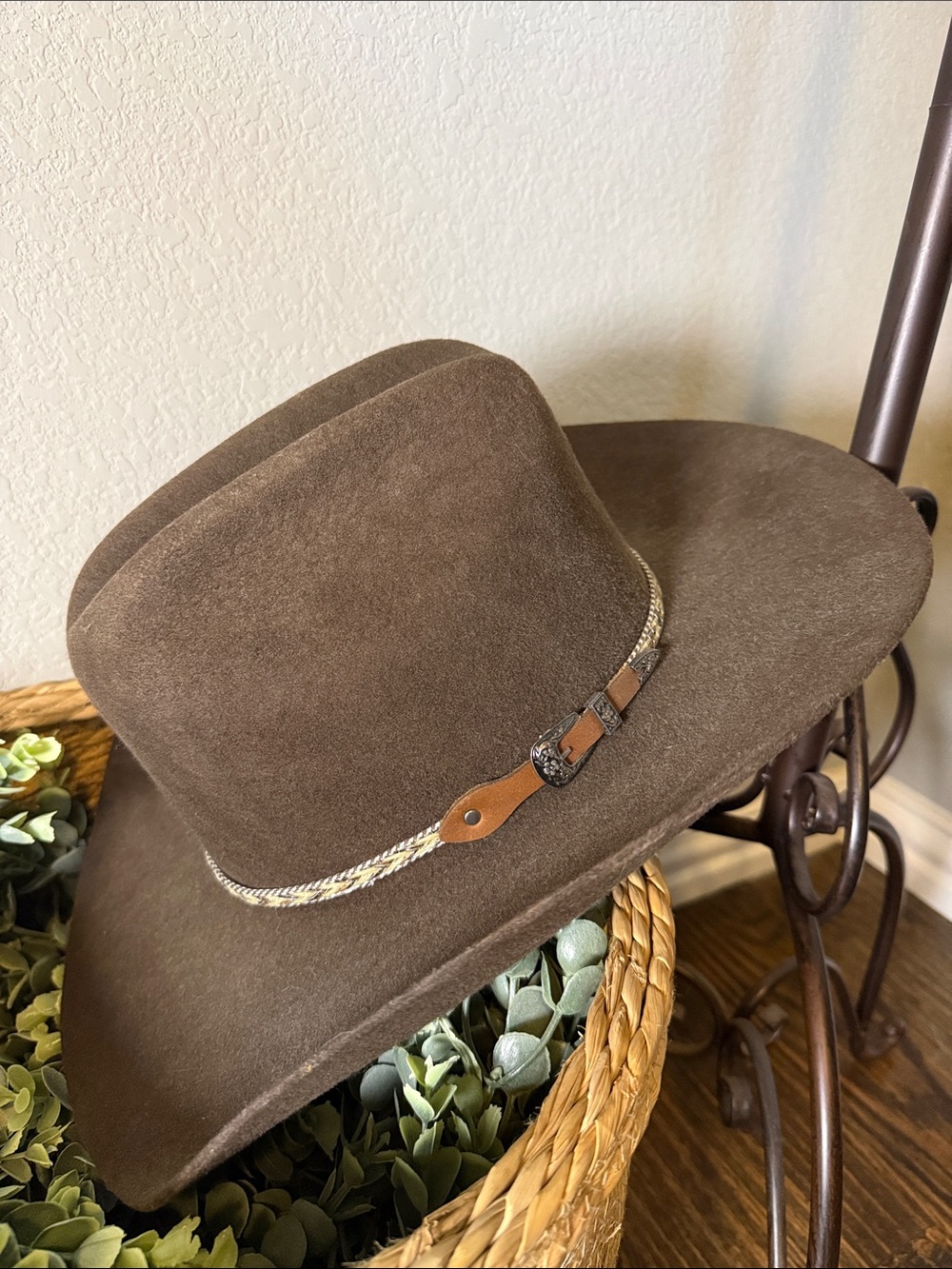 Brown Felt Western Hat with Decorative Braided Band